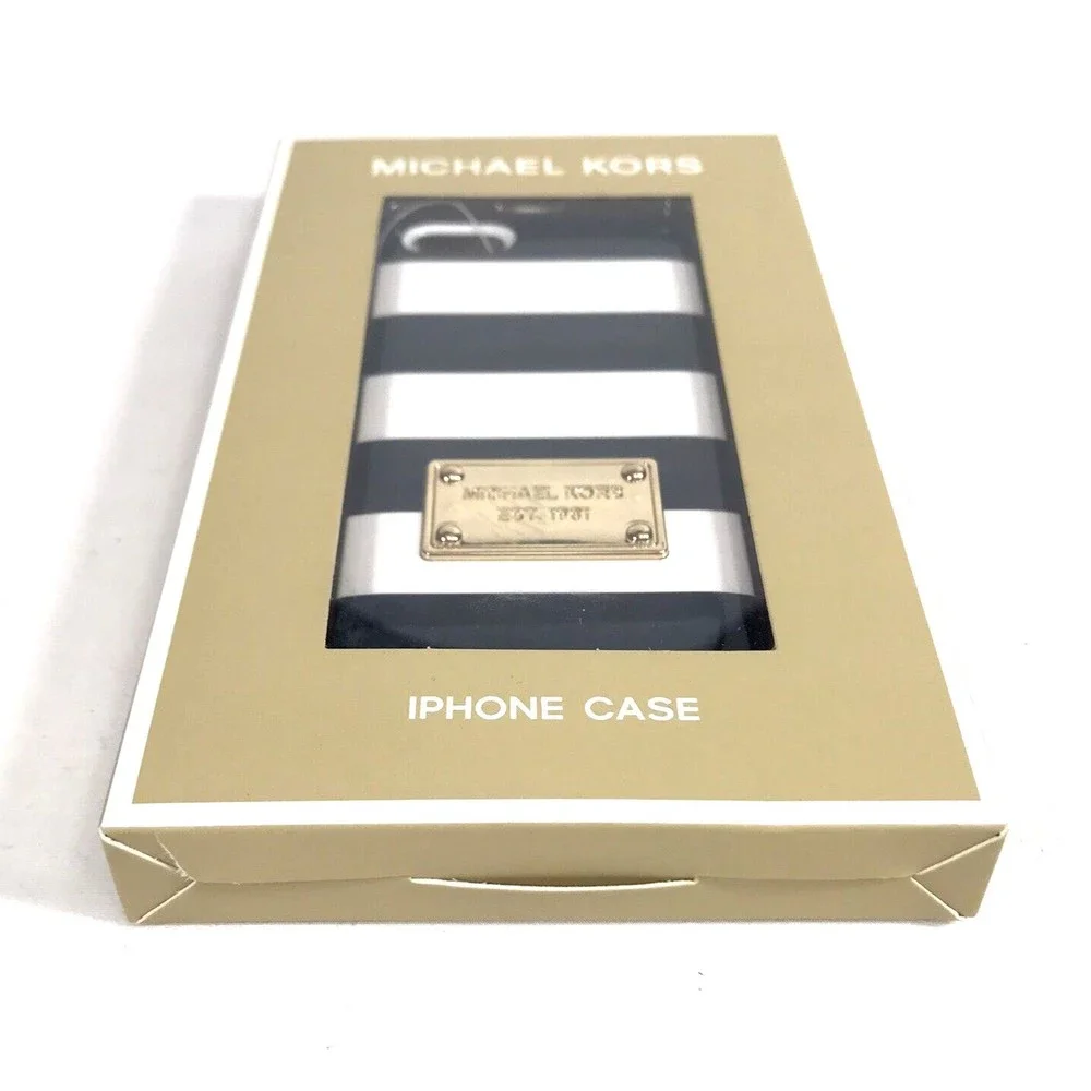 Michael Kors iPhone 5 Fitted Phone Case Hard Plastic Navy White Striped 5
